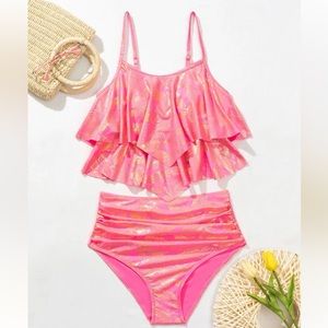 Pink/Gold Marble Design Women’s swimsuit 2 piece